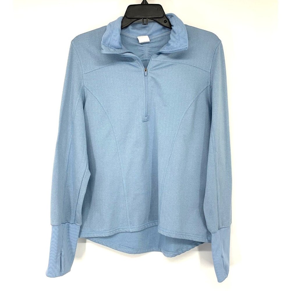 Athletic Works Pullover 1/4 Zip Blue Herringbone Activewear